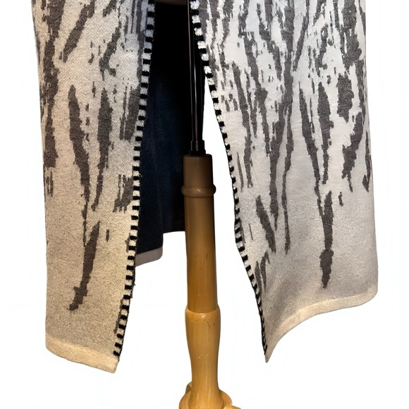 Simply Couture Monochrome Long Knit Sweater Duster Cardigan Boho Chic Size Large - Picture 8 of 11